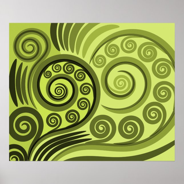 Modern Yellow-Green Fern Curls Poster (Vorne)