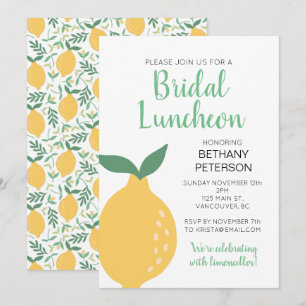 Modern Yellow Lemon Bridal Luncheon Einladung