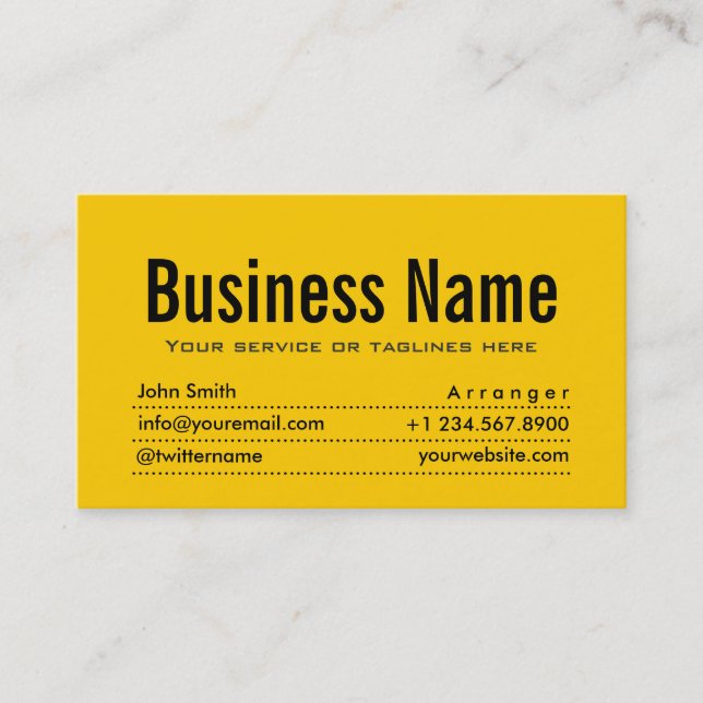 Modern Yellow Music Arrangeur Business Card Visitenkarte (Vorderseite)
