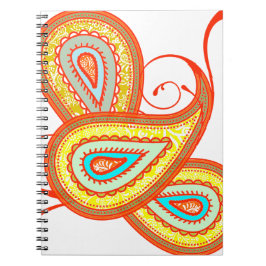 Modern Yellow Orange Aqua Mint Paisley Geschenke Notizblock