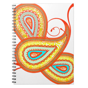 Modern Yellow Orange Aqua Mint Paisley Geschenke Notizblock