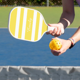 Modern Yellow Script Name Pickleball Schläger