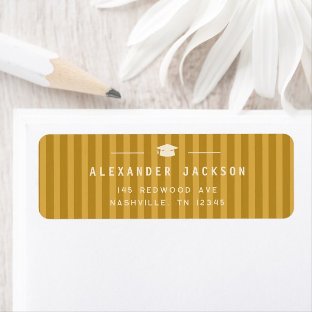 Modern Yellow Stripes Graduation Return Address (Insitu)