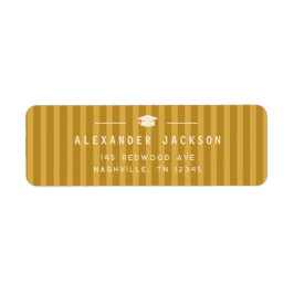 Modern Yellow Stripes Graduation Return Address