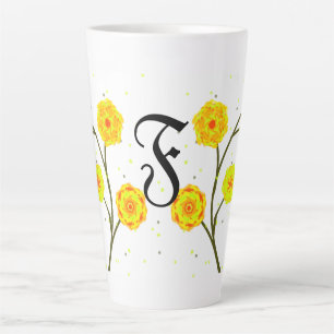 Modern yellow watercolor floral monogram name  milchtasse