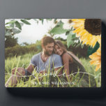 Modern Yellow Watercolor Sunflowers Photo Wedding Fotoplatte<br><div class="desc">Celebrate your marriage with our special country style wedding sunflower photo plaque design. Our design features our hand-painted watercolor golden yellow sunflowers and natural greenery arranged to create this minimal elegant country-style design. Customize with your own special photo and name. All flowers are hand-painted by Moodthology Papery.</div>