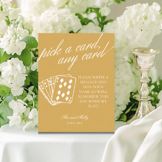 Modern Yellow Wedding Playing Cards Pedestal-Zeich Sockelschild