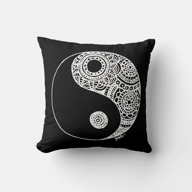 Modern Yin Yang Black and White Kissen (Vorderseite)