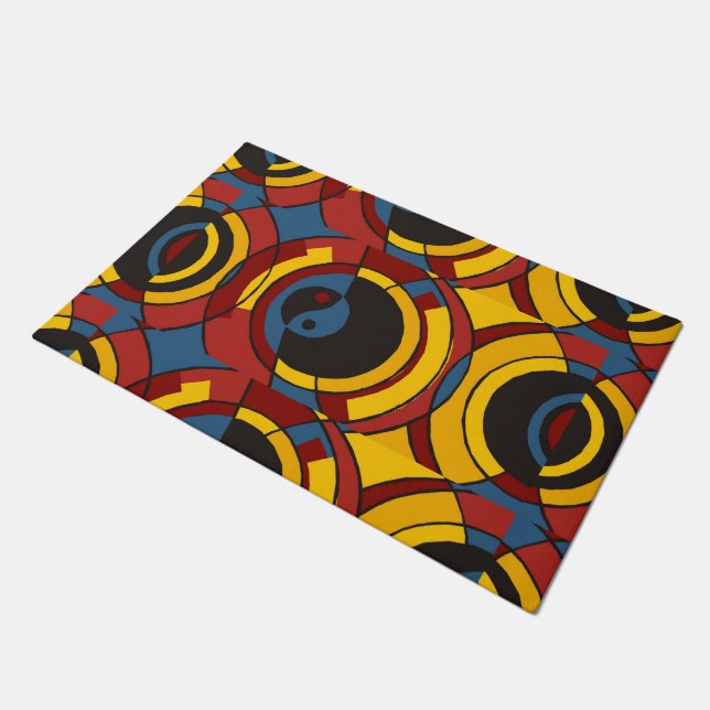 Modern Yin & Yang Pattern + Ihre Ideen Fußmatte (Schrägansicht)