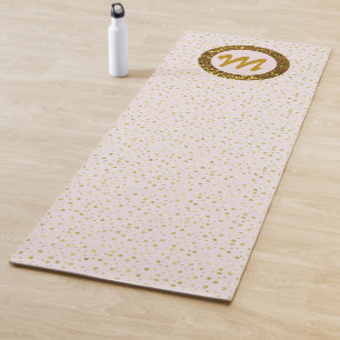 Modern Yoga Girly Monogram Gold Glitzer Blush Pink Yogamatte