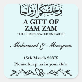 Modern Zam Zam Water Nikah muslimische Gastgeschen Quadratischer Aufkleber