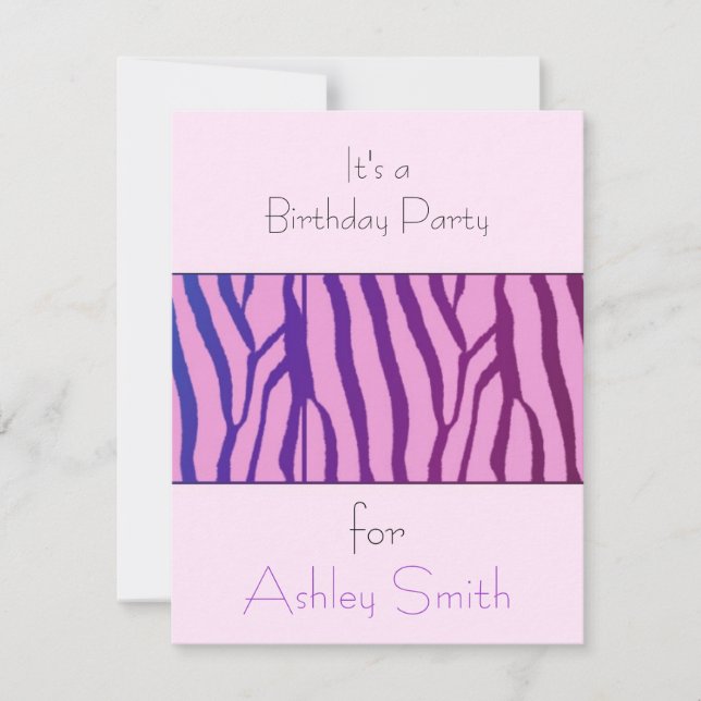Modern Zebra Print Birthday Einladung (Vorderseite)