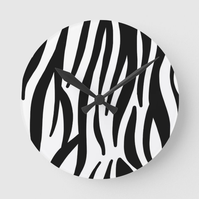 Modern Zebra Print Wall Clock - Bold Abstract Anim Runde Wanduhr (Vorderseite)