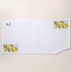 Modern Zesty Lemon Monogram Strandtuch