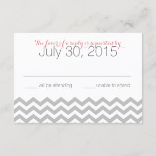 Modern Zigzag Pink Response Card RSVP Karte