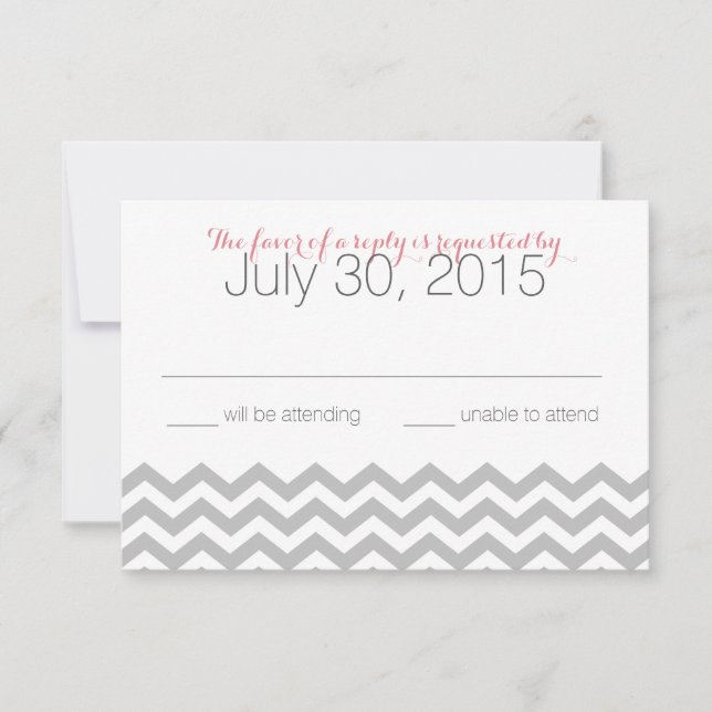 Modern Zigzag Pink Response Card RSVP Karte (Vorderseite)