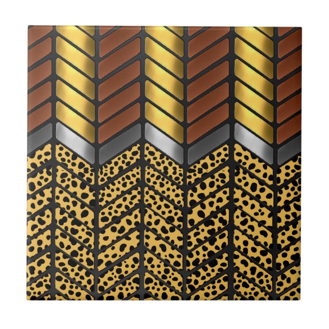 Modern Zigzag Zickzack Cheetah Animal Print Fliese (Vorderseite)