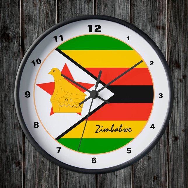 Modern Zimbabwe Flag, Zimbabwe Zuhause / design Runde Wanduhr (Von Creator hochgeladen)