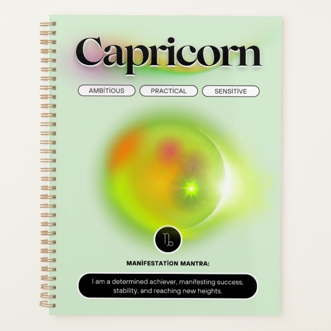 Modern Zodiac Sign Capricorn Zitat Erdelement Planer (Vorderseite)