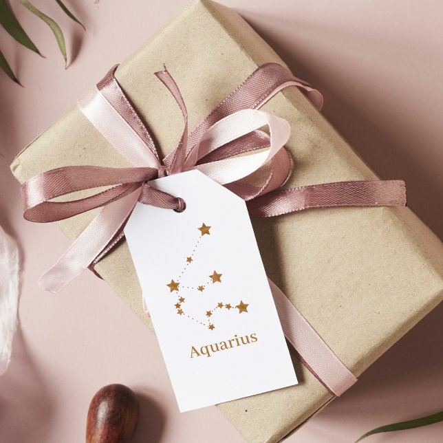 Modern Zodiac Sign Gold Aquarius | Element Air Geschenkanhänger (Von Creator hochgeladen)