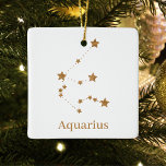 Modern Zodiac Sign Gold Aquarius | Element Air Keramikornament<br><div class="desc">Modern Zodiac Sign Gold Aquarius | Element Air</div>