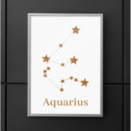 Modern Zodiac Sign Gold Aquarius | Element Air Poster
