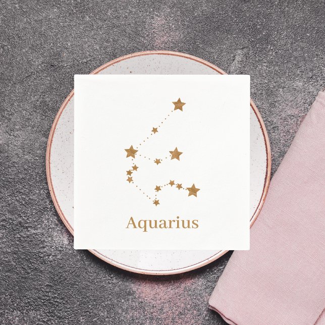 Modern Zodiac Sign Gold Aquarius | Element Air Serviette (Von Creator hochgeladen)
