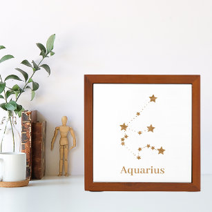 Modern Zodiac Sign Gold Aquarius   Element Air Stifthalter