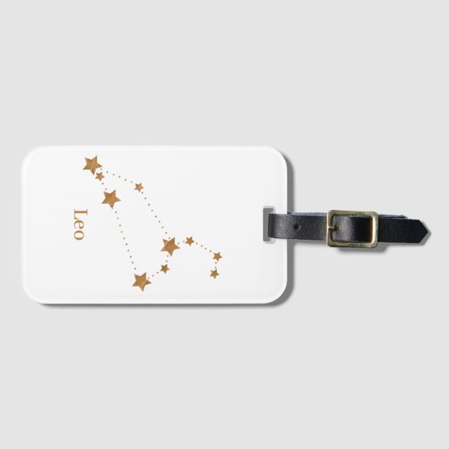 Modern Zodiac Sign Gold Leo | Elementfeuer Gepäckanhänger (Vorderseite (Horizontal))