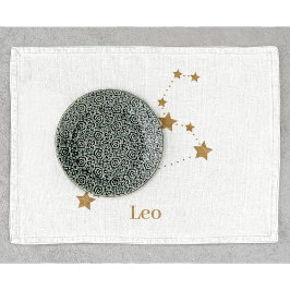 Modern Zodiac Sign Gold Leo | Elementfeuer Geschirrtuch