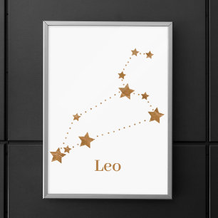 Modern Zodiac Sign Gold Leo   Elementfeuer Poster