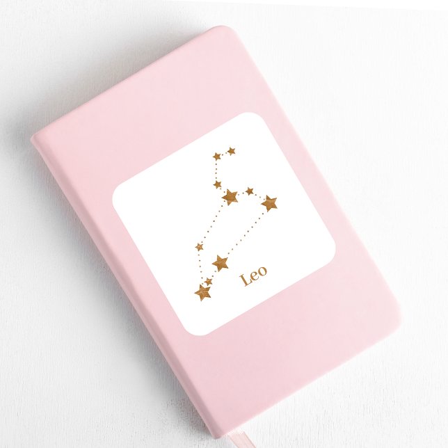 Modern Zodiac Sign Gold Leo | Elementfeuer Quadratischer Aufkleber (Von Creator hochgeladen)