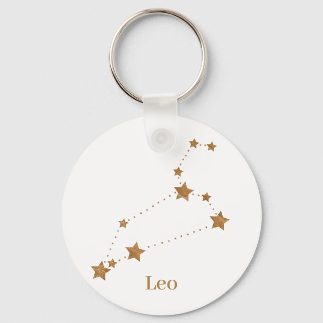 Modern Zodiac Sign Gold Leo | Elementfeuer Schlüsselanhänger (Vorderseite)
