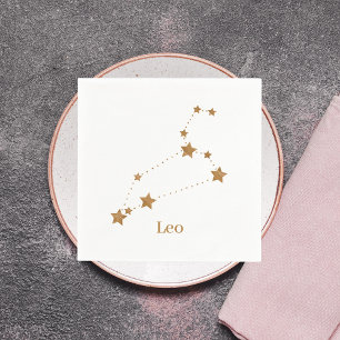 Modern Zodiac Sign Gold Leo Elementfeuer Serviette