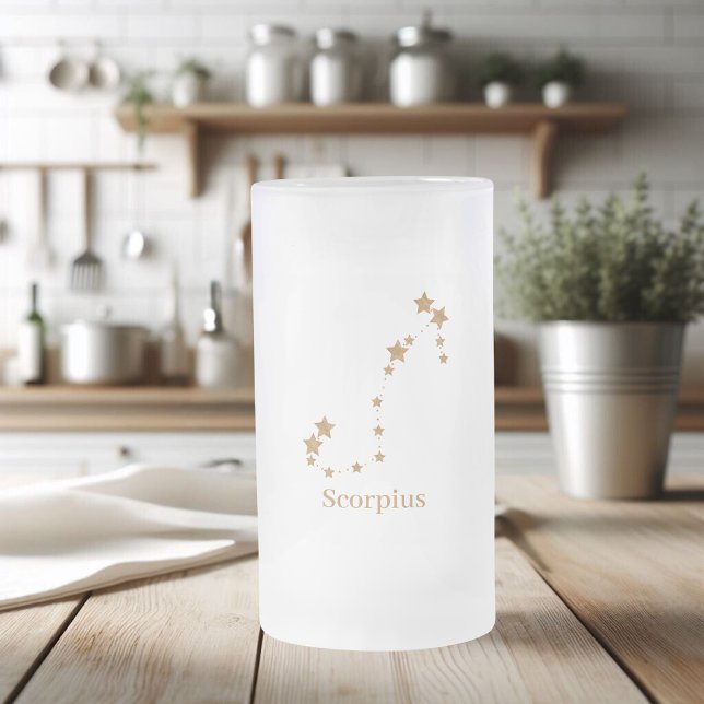 Modern Zodiac Sign Gold Scorpius | Element Wasser Mattglas Bierglas (Von Creator hochgeladen)