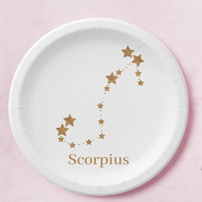 Modern Zodiac Sign Gold Scorpius | Element Wasser Pappteller (Von Creator hochgeladen)