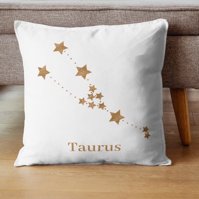 Modern Zodiac Sign Gold Taurus | Element Erde Kissen (Von Creator hochgeladen)