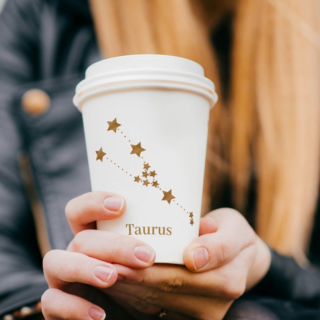 Modern Zodiac Sign Gold Taurus | Element Erde Pappbecher (Von Creator hochgeladen)
