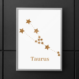 Modern Zodiac Sign Gold Taurus   Element Erde Poster