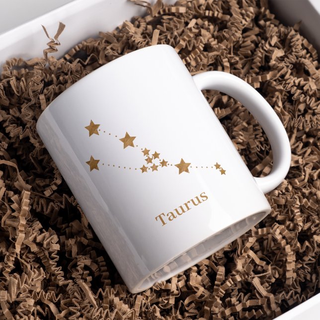 Modern Zodiac Sign Gold Taurus | Element Erde Zweifarbige Tasse (Von Creator hochgeladen)