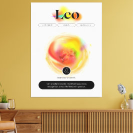 Modern Zodiac Sign Leo Zitat | Elementfeuer Leinwanddruck