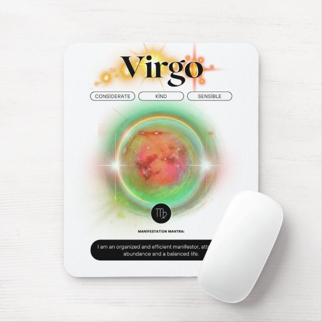 Modern Zodiac Sign Virgen Quote Earth Element Mousepad (Mit Mouse)