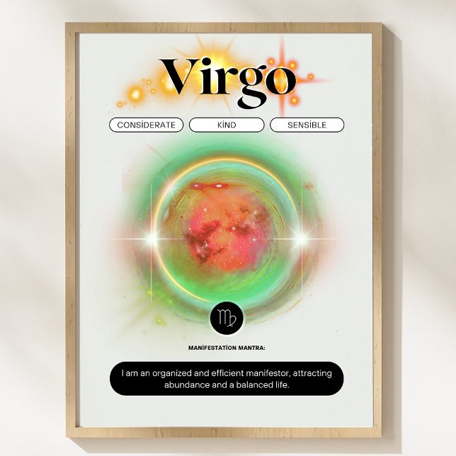 Modern Zodiac Sign Virgen Quote Earth Element Poster (virgo Zodiac Sign Art - Earth Element)