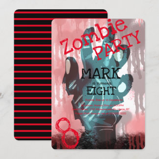 Modern Zombie Hands Bloody Halloween Geburtstag Einladung