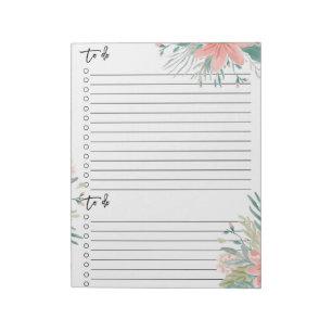 Modern zu tun Liste staubige pinkfarbene florale A Notizblock