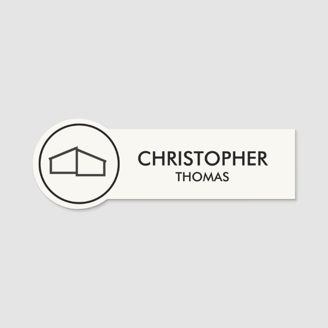 Modern Zuhause Logo Real Anwesen, Realtor Elfenbei Namensschild (Vorderseite)