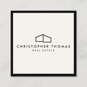 Modern Zuhause Logo Real Anwesen, Realtor Elfenbei Quadratische Visitenkarte