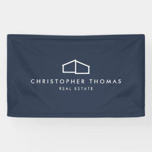 Modern Zuhause Logo Real Anwesen, Realtor Navy Blu Banner