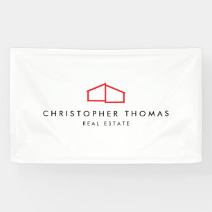 Modern Zuhause Logo Real Anwesen, Realtor Rot/Weiß Banner