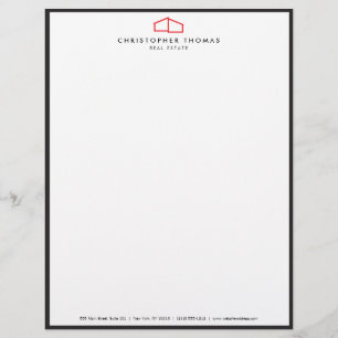 Modern Zuhause Logo Real Anwesen, Realtor Rot/Weiß Briefbogen